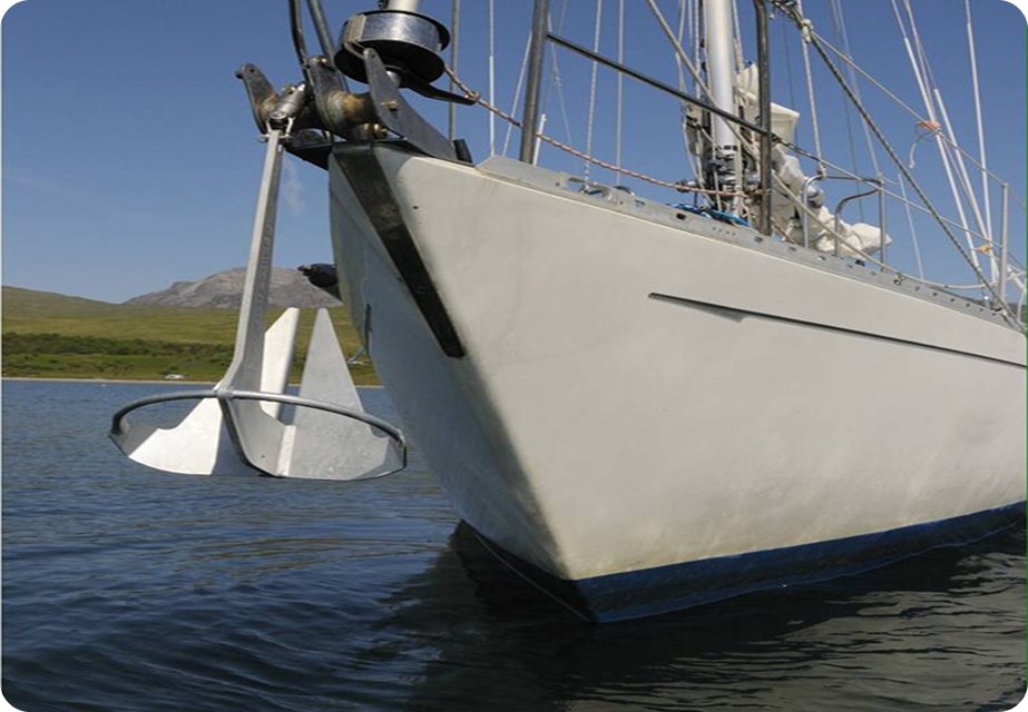 A Sailboat employing the Knox Anchor
